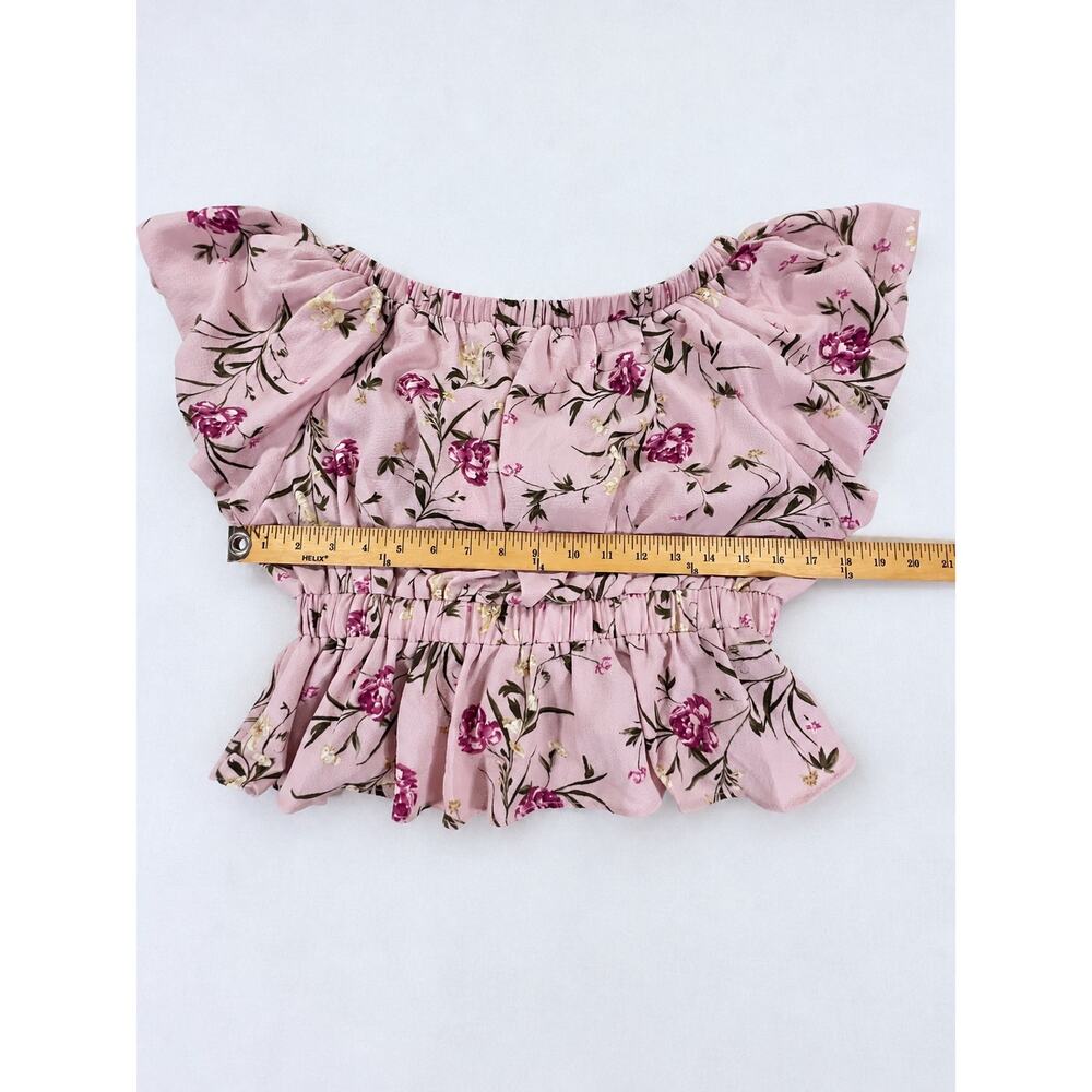 Evolutionary Floral Ruffle Crop Top – Size L - Picture 8 of 8